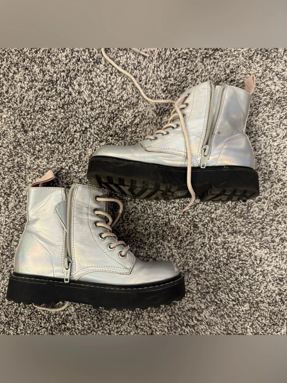H&M iridescent silver